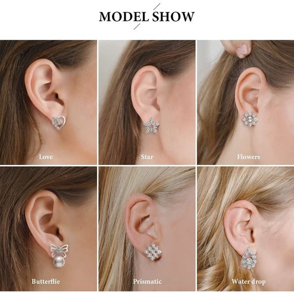 New 925 Sterling Silver Earrings, 6 Pairs 9-12 mm Hypoallergenic Cubic Z… - Picture 2 of 7